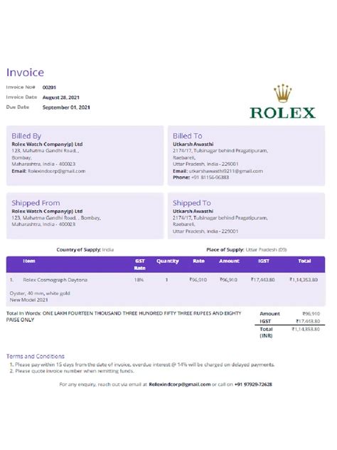 rolex watch bill pdf|service card for rolex watch.